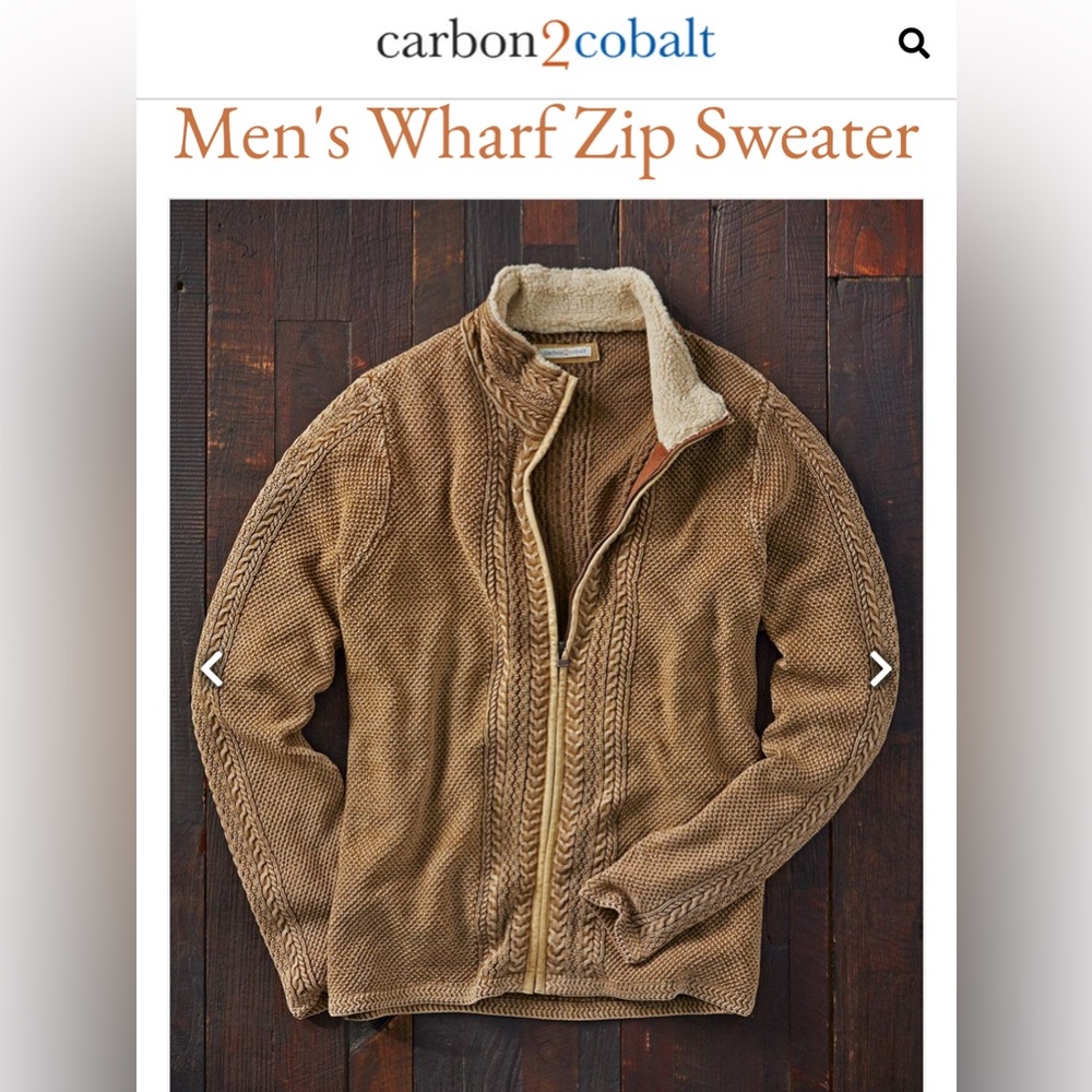 Carbon2Cobalt Men's Wharf Zip Sweater - Brown